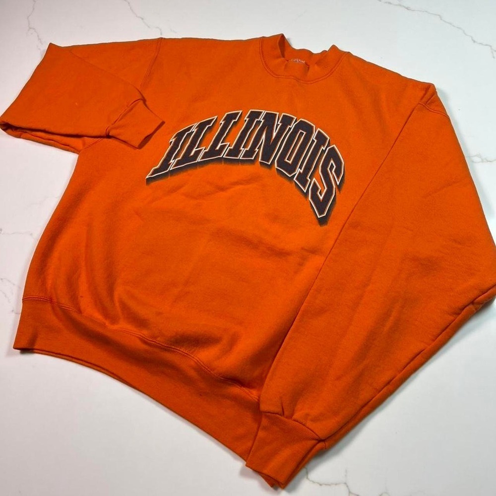 Fruit of the Loom Illinois Sweatshirt Adult XL Orange Vintage Made in USA Heavy
